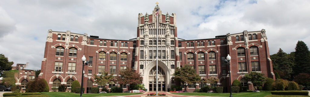 The exterior of Harkins Hall